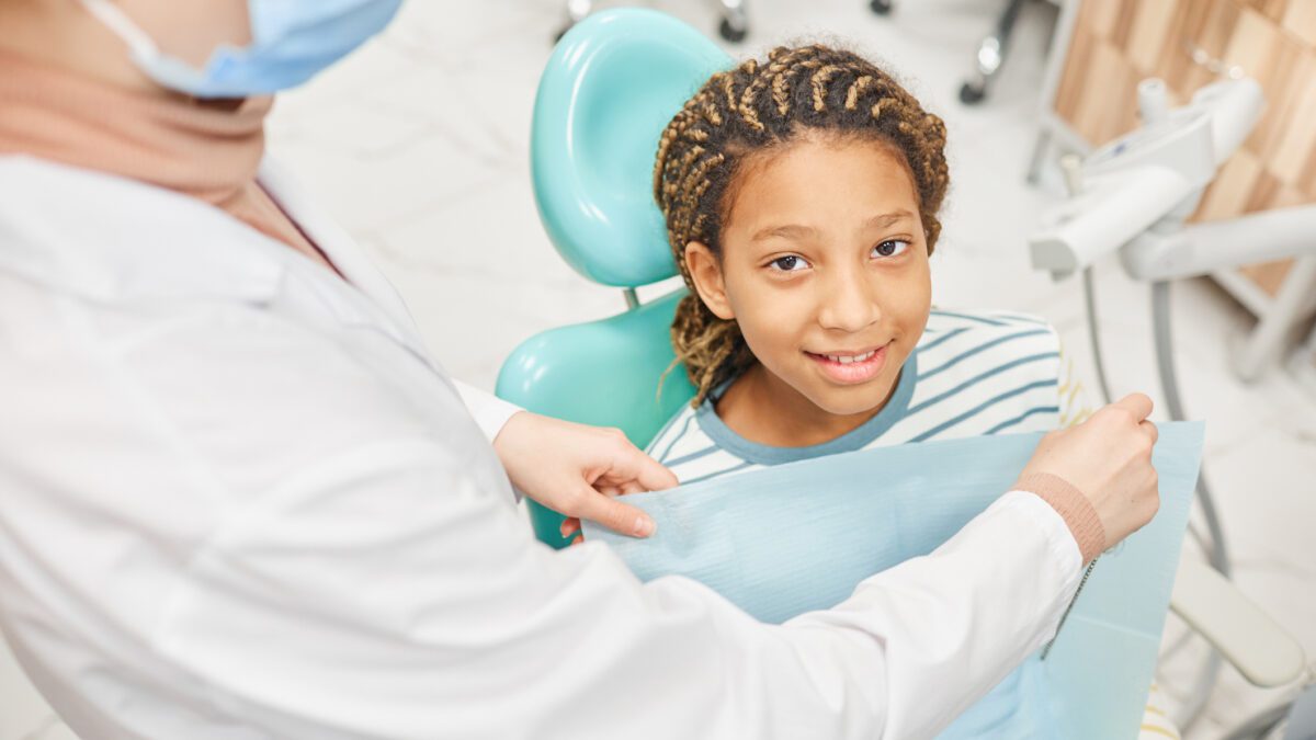 Pediatric dental patient at the dentist office